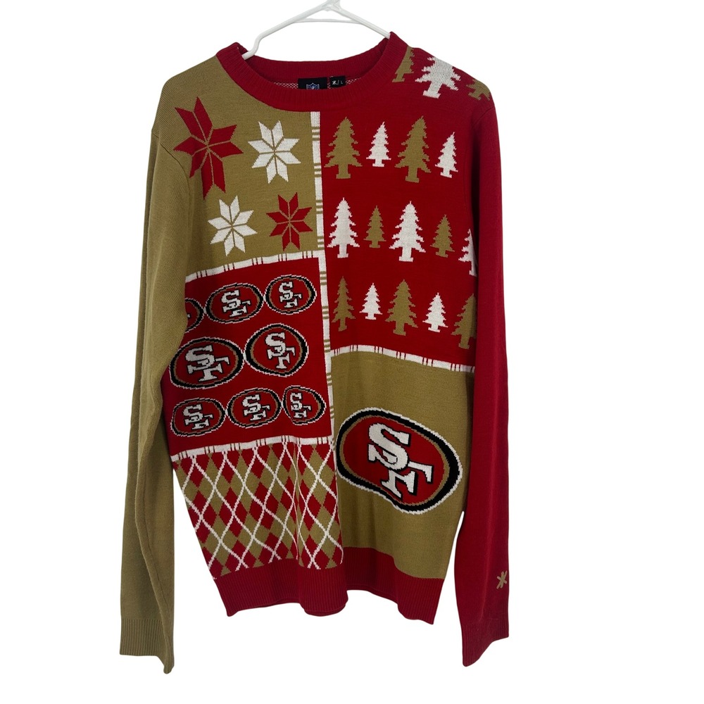 NFL Team Apparel San Francisco 49ers Ugly Christmas Sweater Mens Large Red Gold
